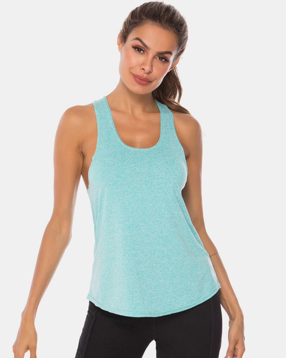 Full Size Scoop Neck Wide Strap Active Tank.