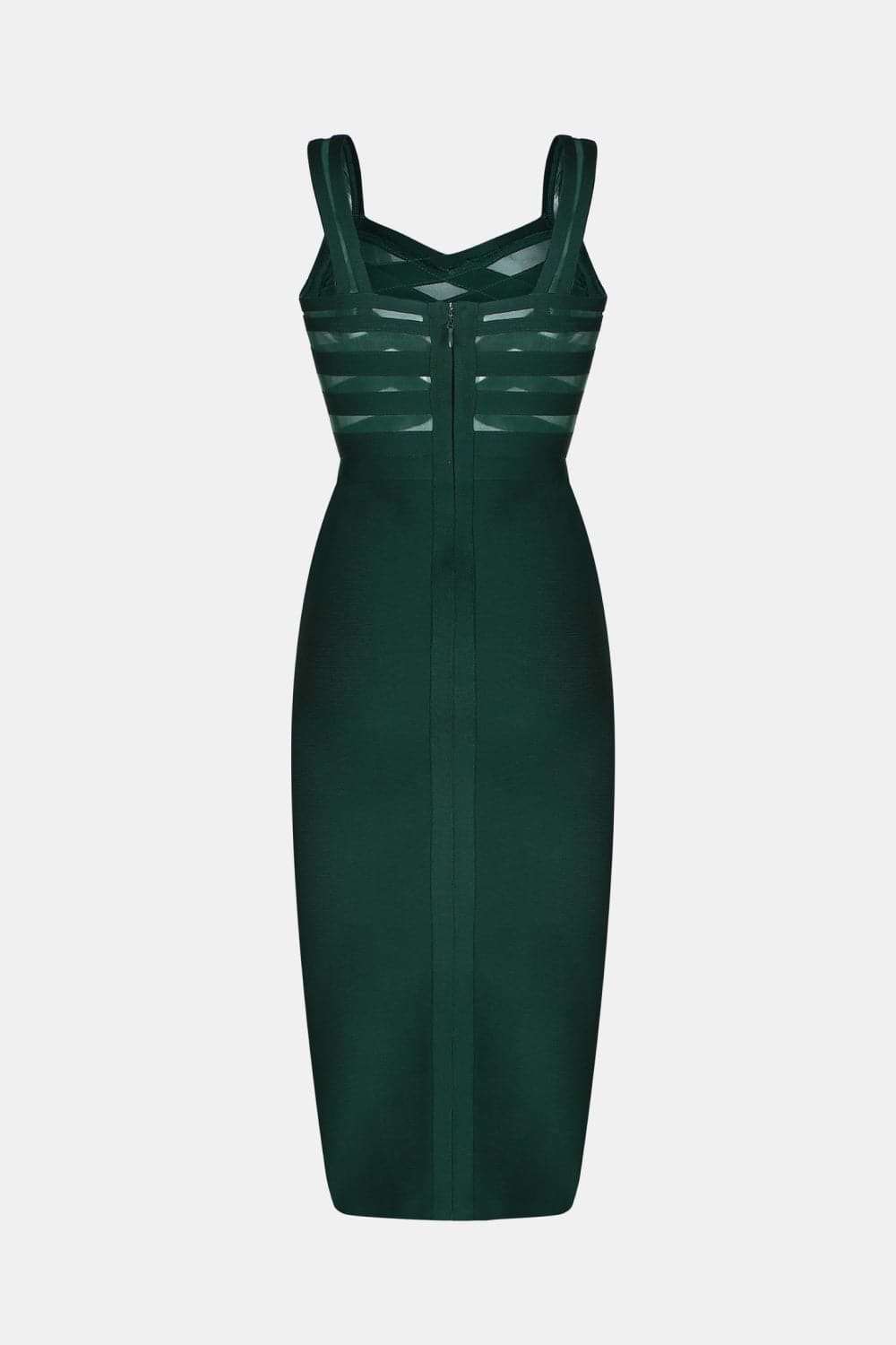 Sleeveless Spliced Mesh Midi Bandage Dress.