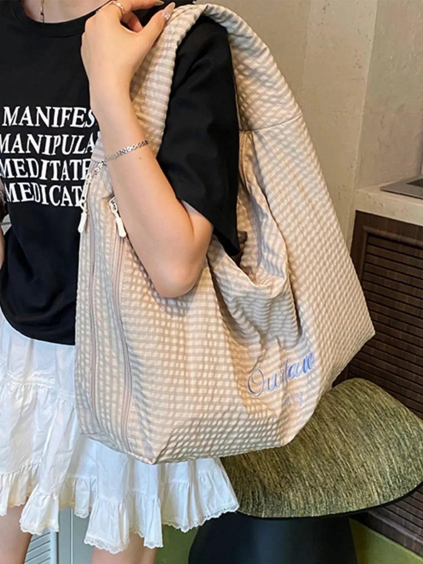 Casual Style Plaid Handbag Simply Love