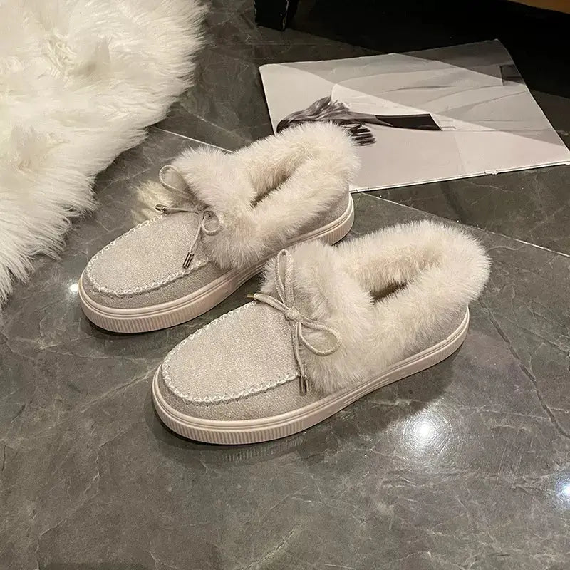 Fuzzy Round Toe Slip-Ons Simply Love