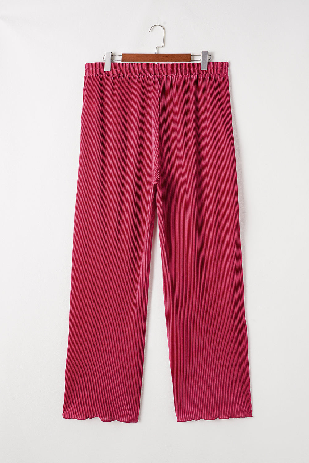 Cozy rose red plus size ribbed pajama set with long sleeves and pants