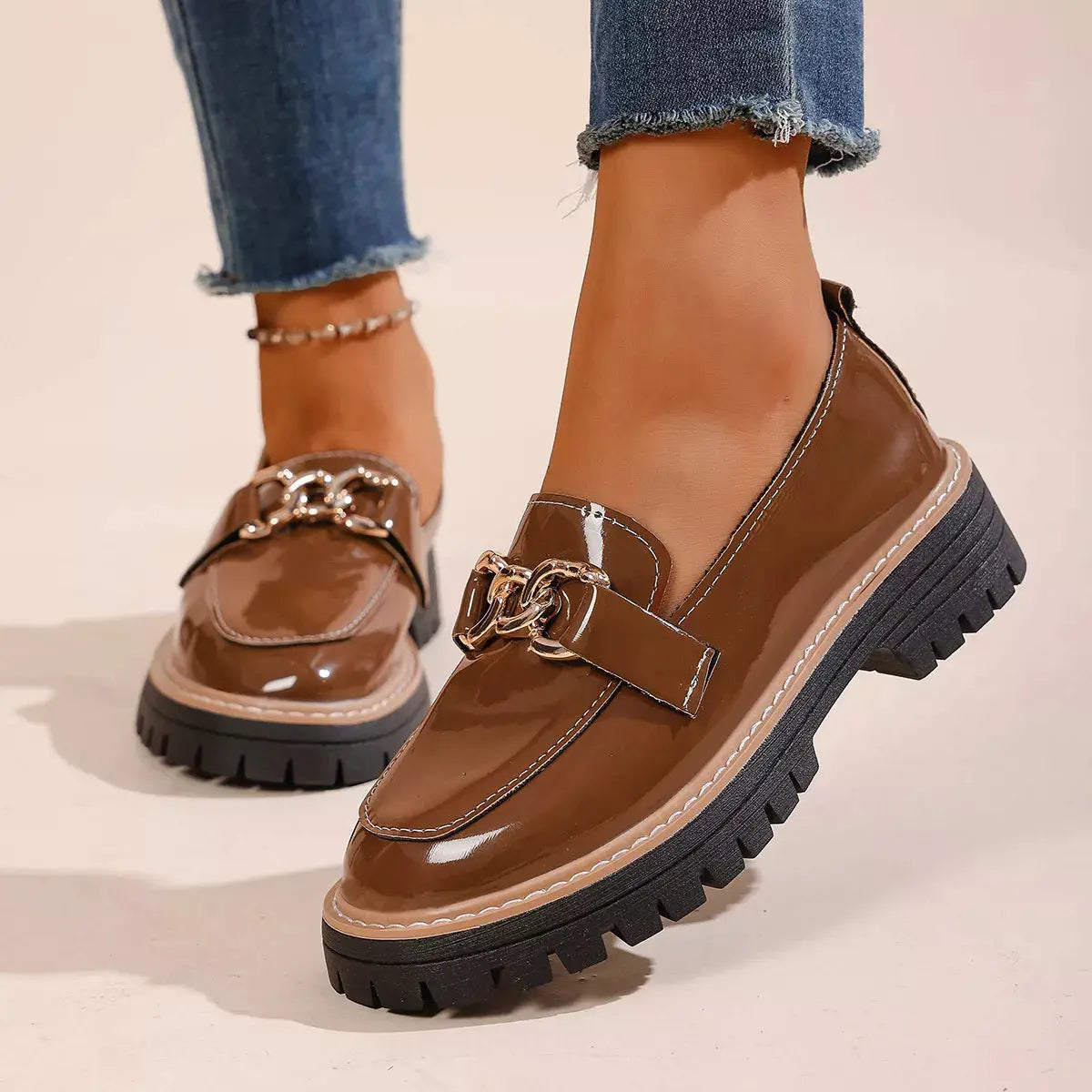 Chain Decor Chunky Loafers Simply Love