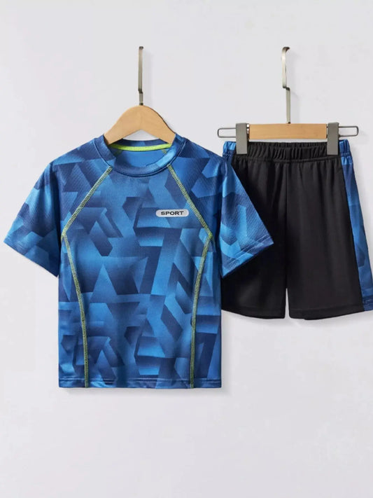 Children's Geometric Print Quick Dry Sport Set Simply Love