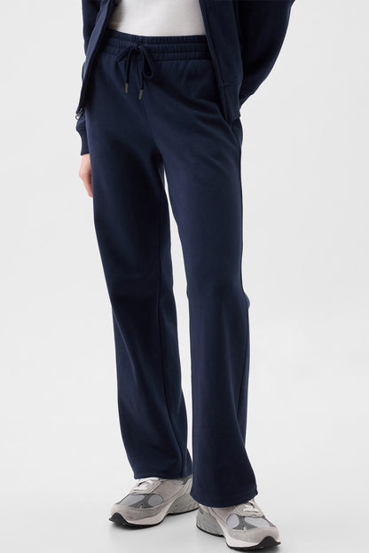 Navy blue drawstring straight pants