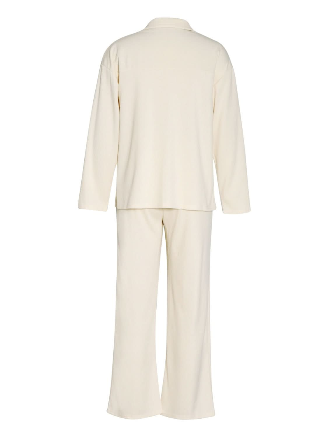 Collared Neck Long Sleeve Top and Drawstring Pants Set