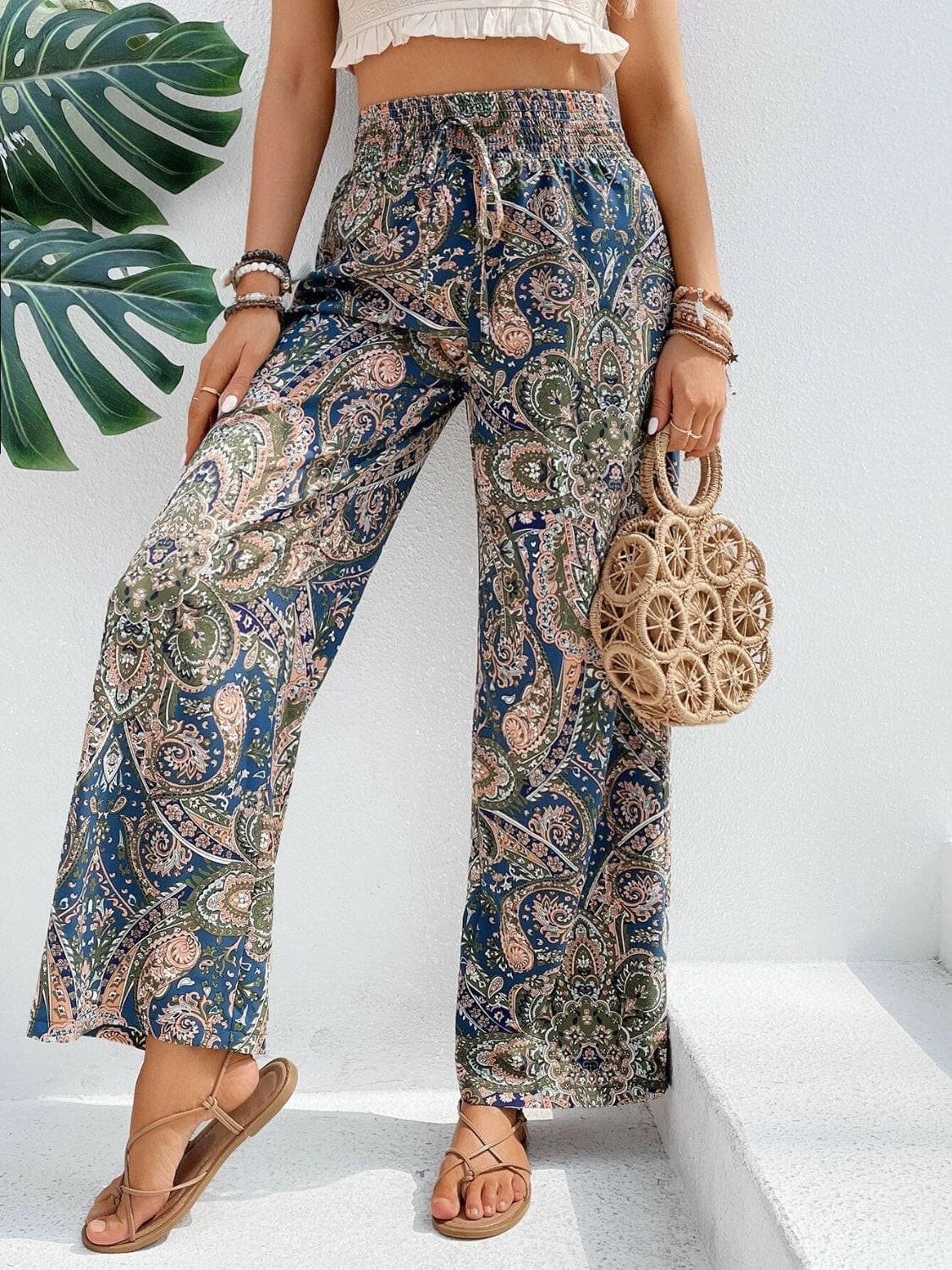 Printed Wide Leg Pants.