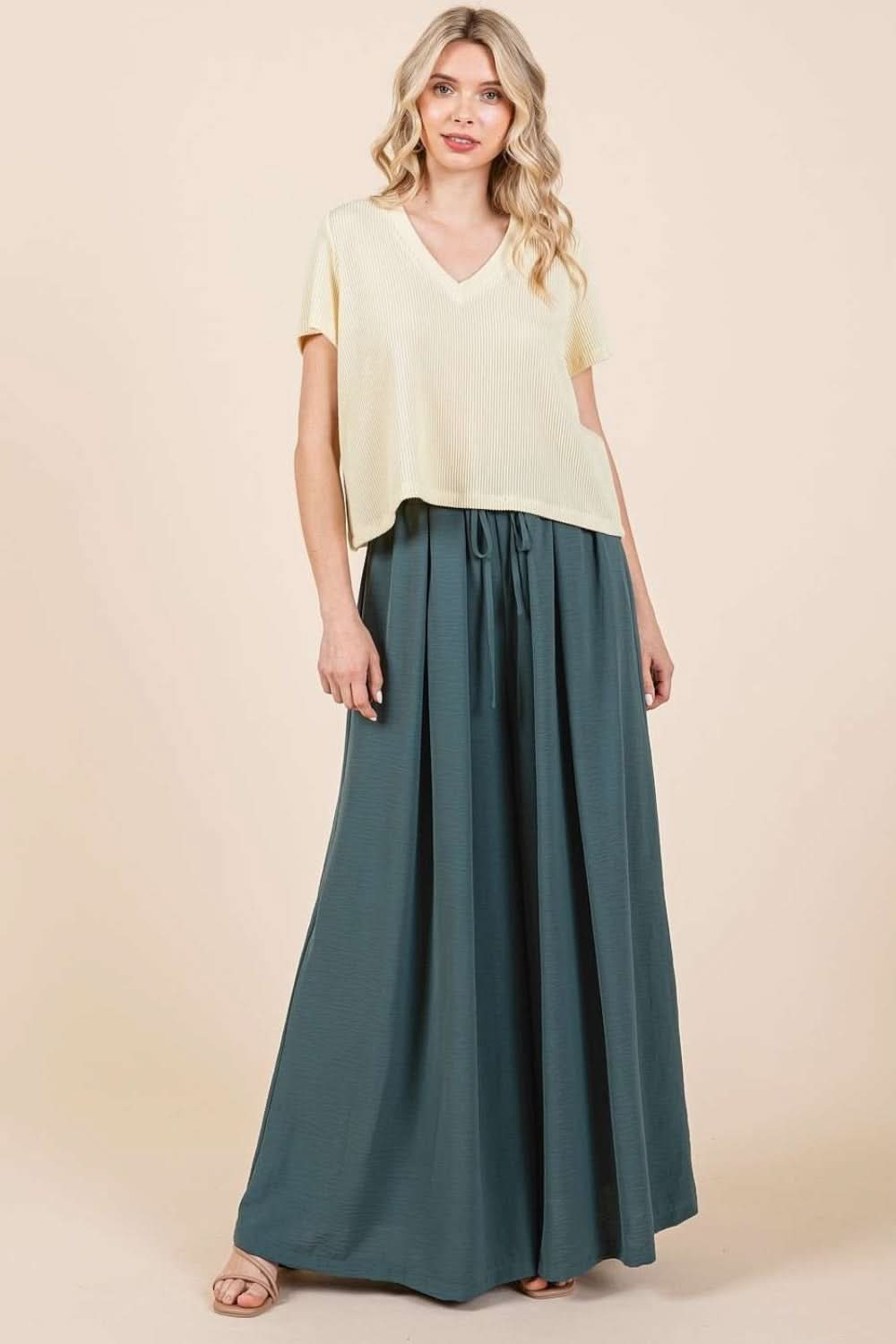 Chic Pleated Wide Leg Trousers