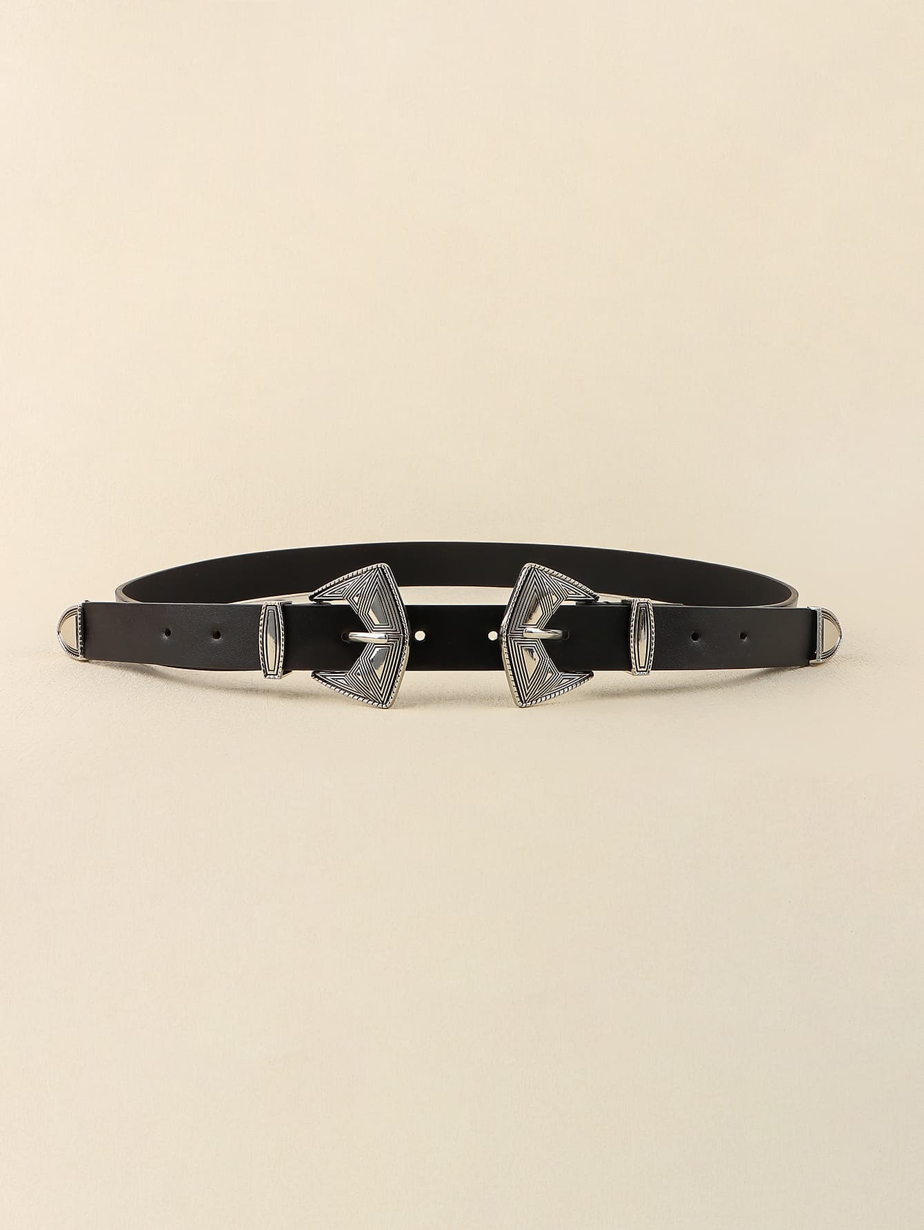 Double Buckle PU Leather Belt.