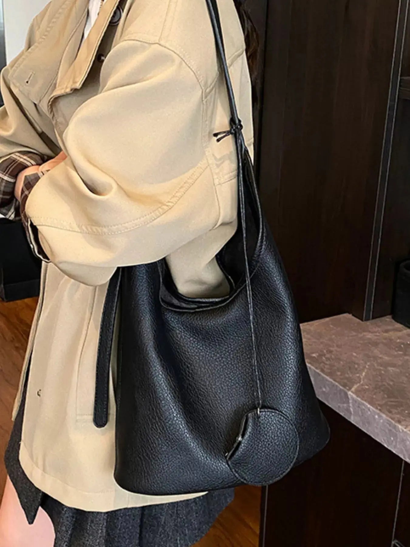 Solid Color Leather Handbag Simply Love