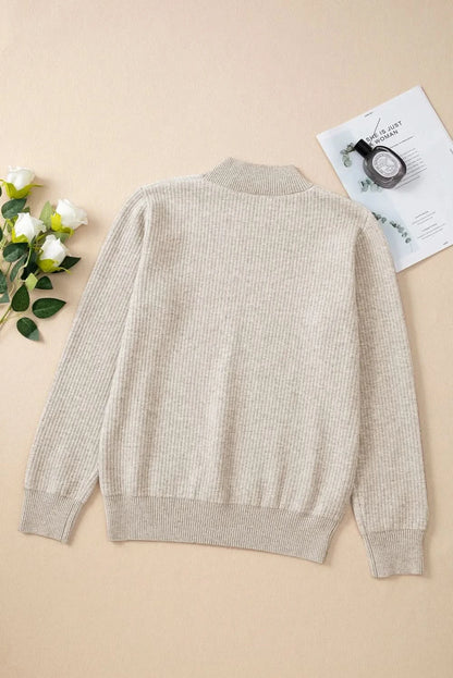 Cozy mock neck long sleeve pullover sweater