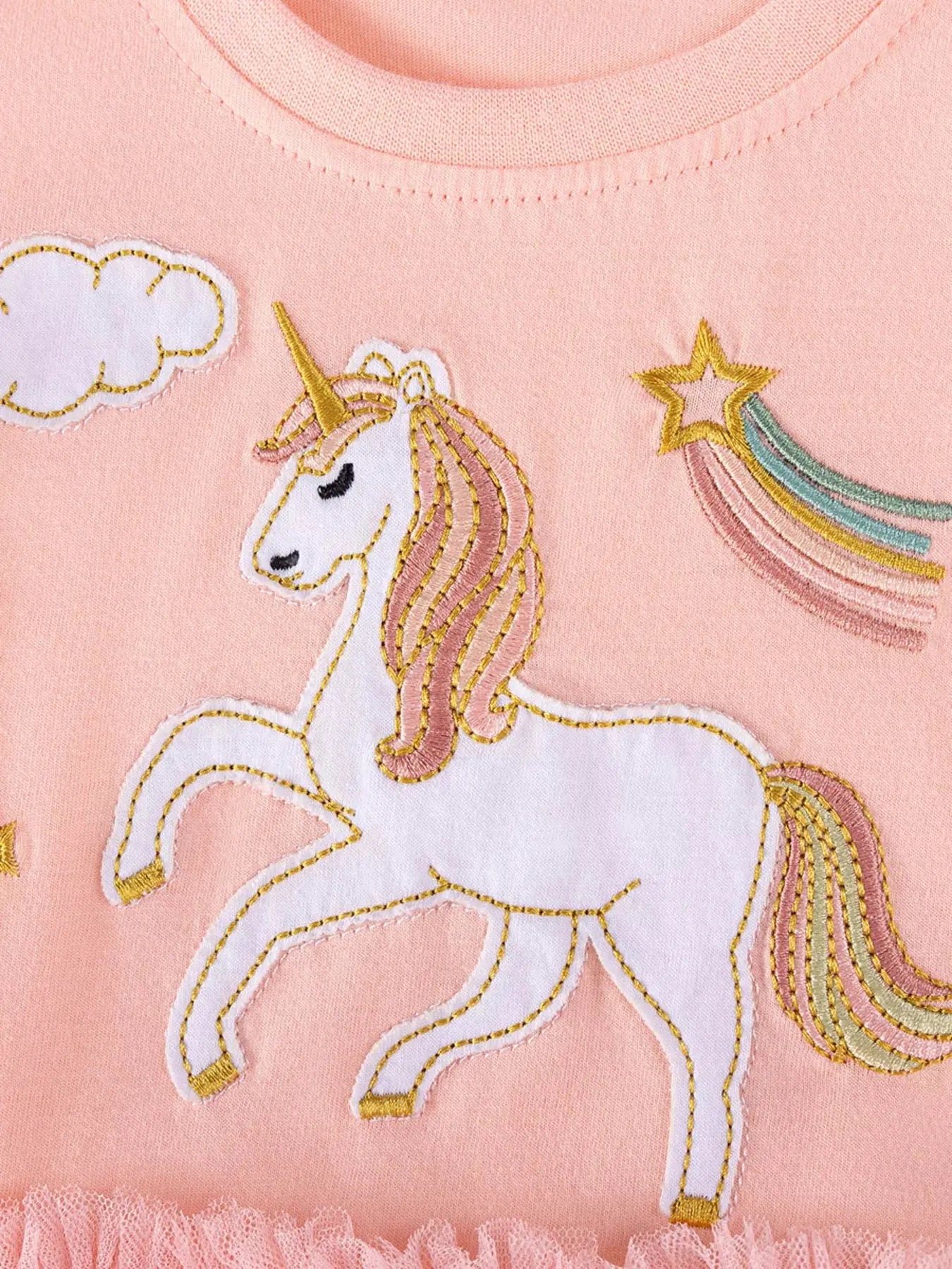 Children's Unicorn Ruffle Sleeve Tulle Dress Simply Love
