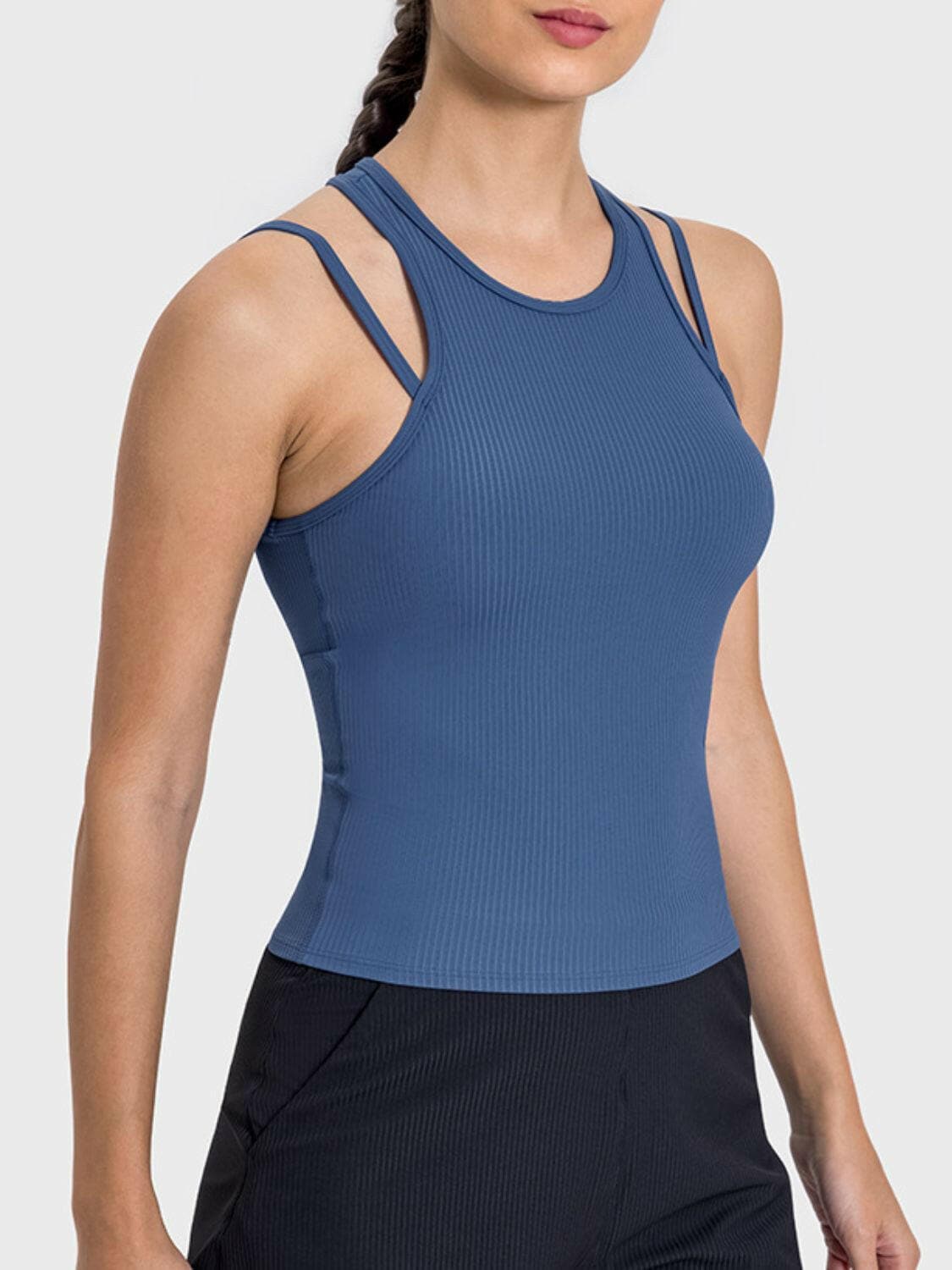 Cutout Round Neck Racerback Active Tank.