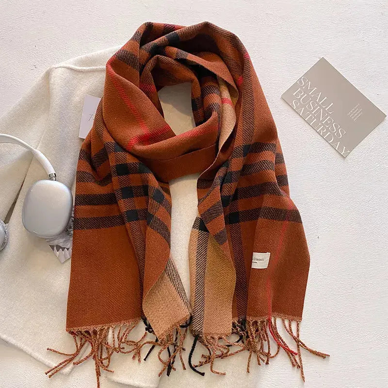 Plaid Fringe Winter Scarf Simply Love