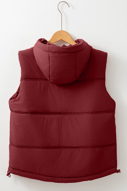 Clay hooded puffer vest with pockets