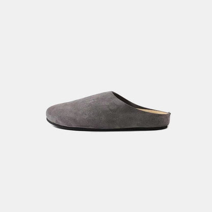 Suede slip-on flats with a round toe design