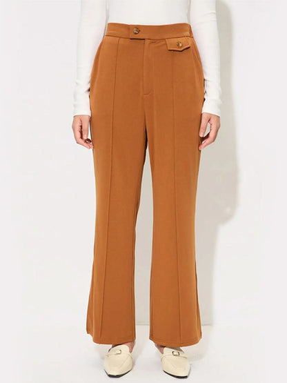 Chic Slit Wide Leg Trousers with Functional Pockets