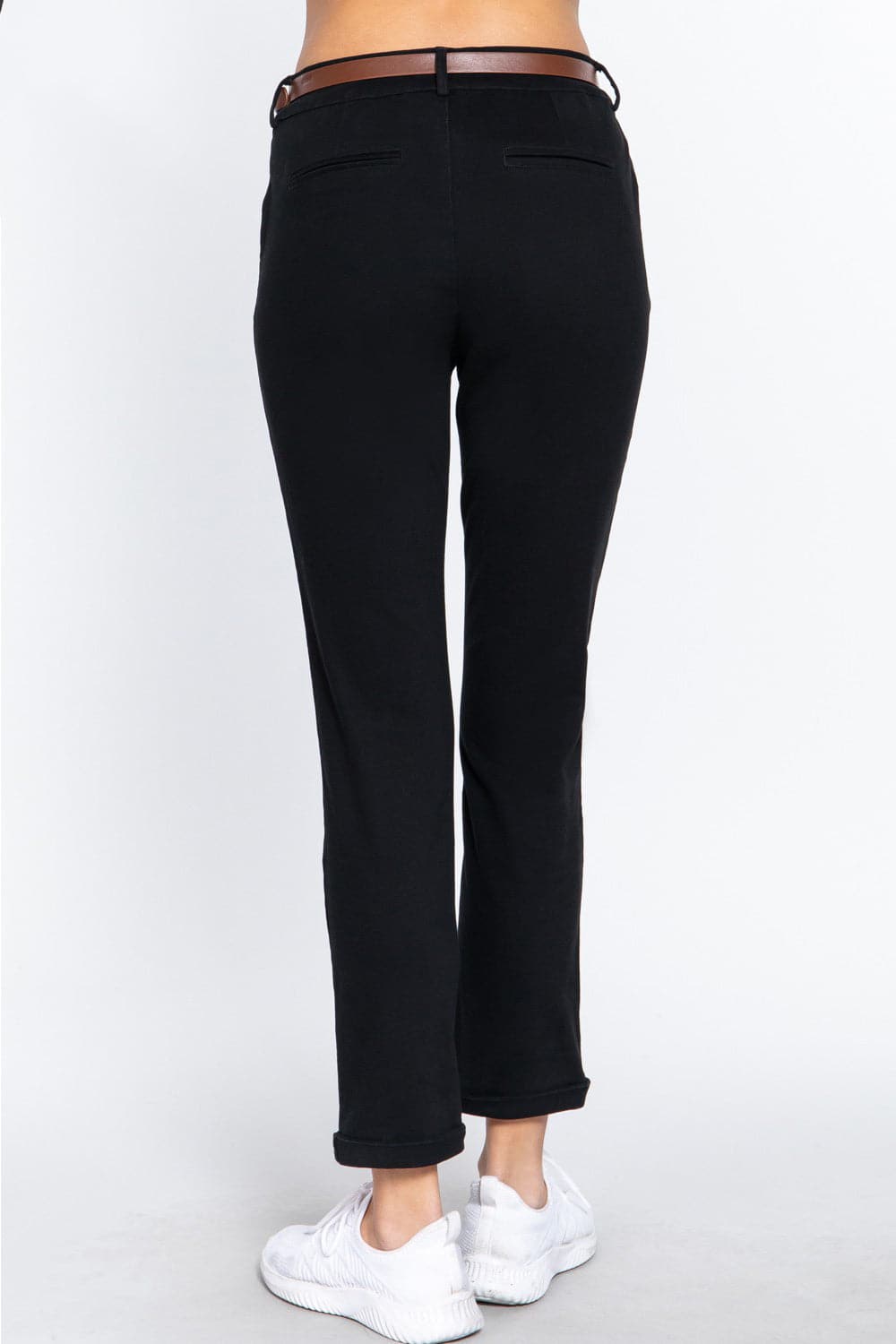 ACTIVE BASIC Cotton-Span Twill Straight Pants.