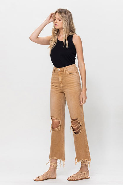 90's high-waisted crop flare jeans