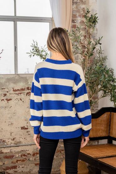 Sew In Love vibrant striped round neck sweater