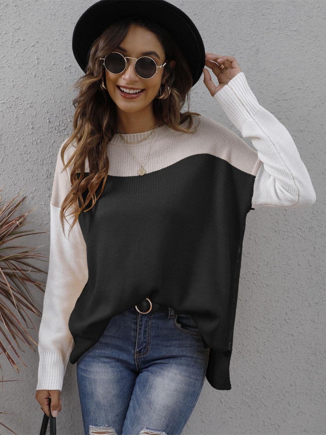 Chic color block sweater for women