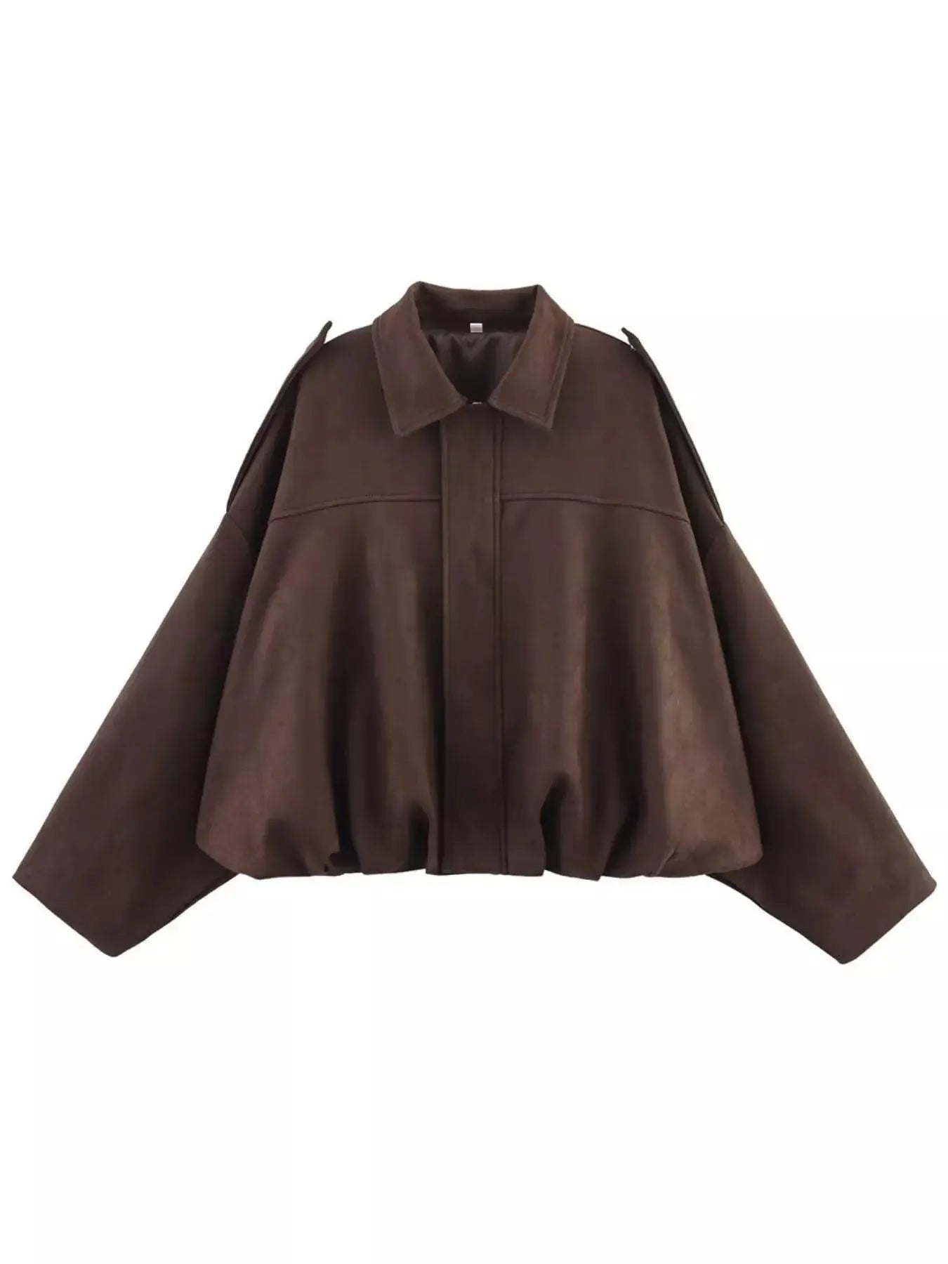 Collared Neck Dropped Shoulder Jacket Simply Love