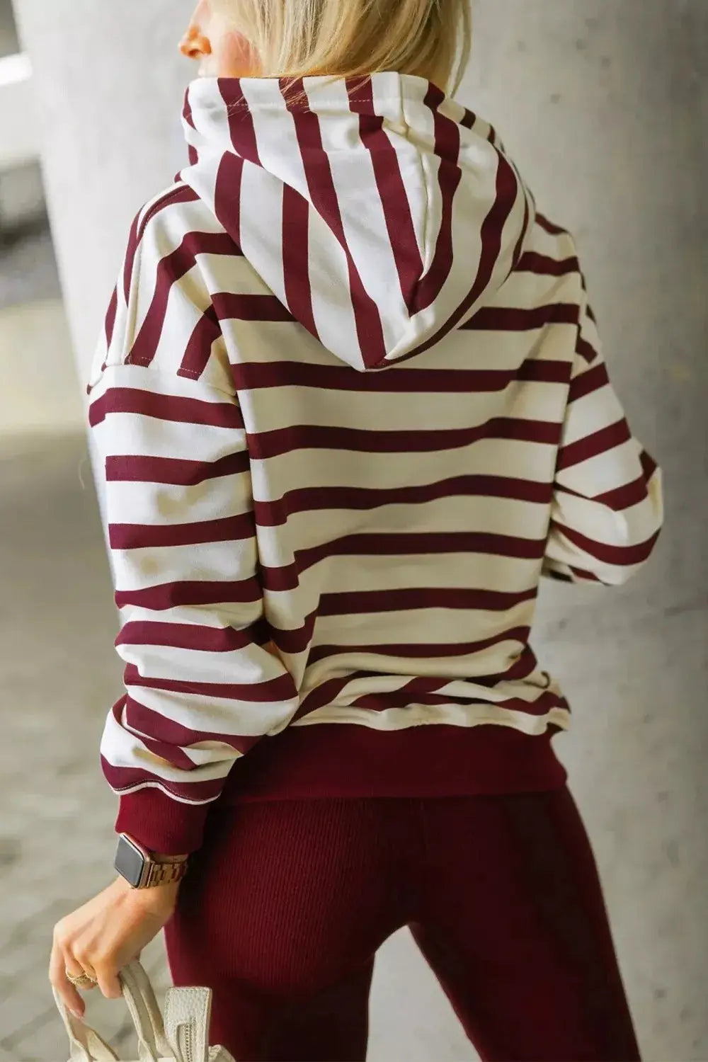 Striped Long Sleeve Hoodie & Leggings Set Simply Love