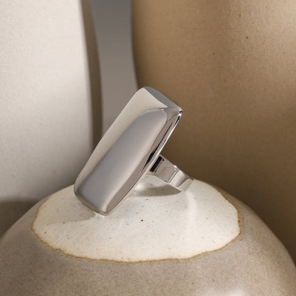 Stainless Steel Rectangle Adjustable Open Ring.