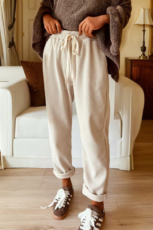 Jet Stream Drawstring Elastic Waist Casual Corduroy Pants Dear-Lover Dropshipping