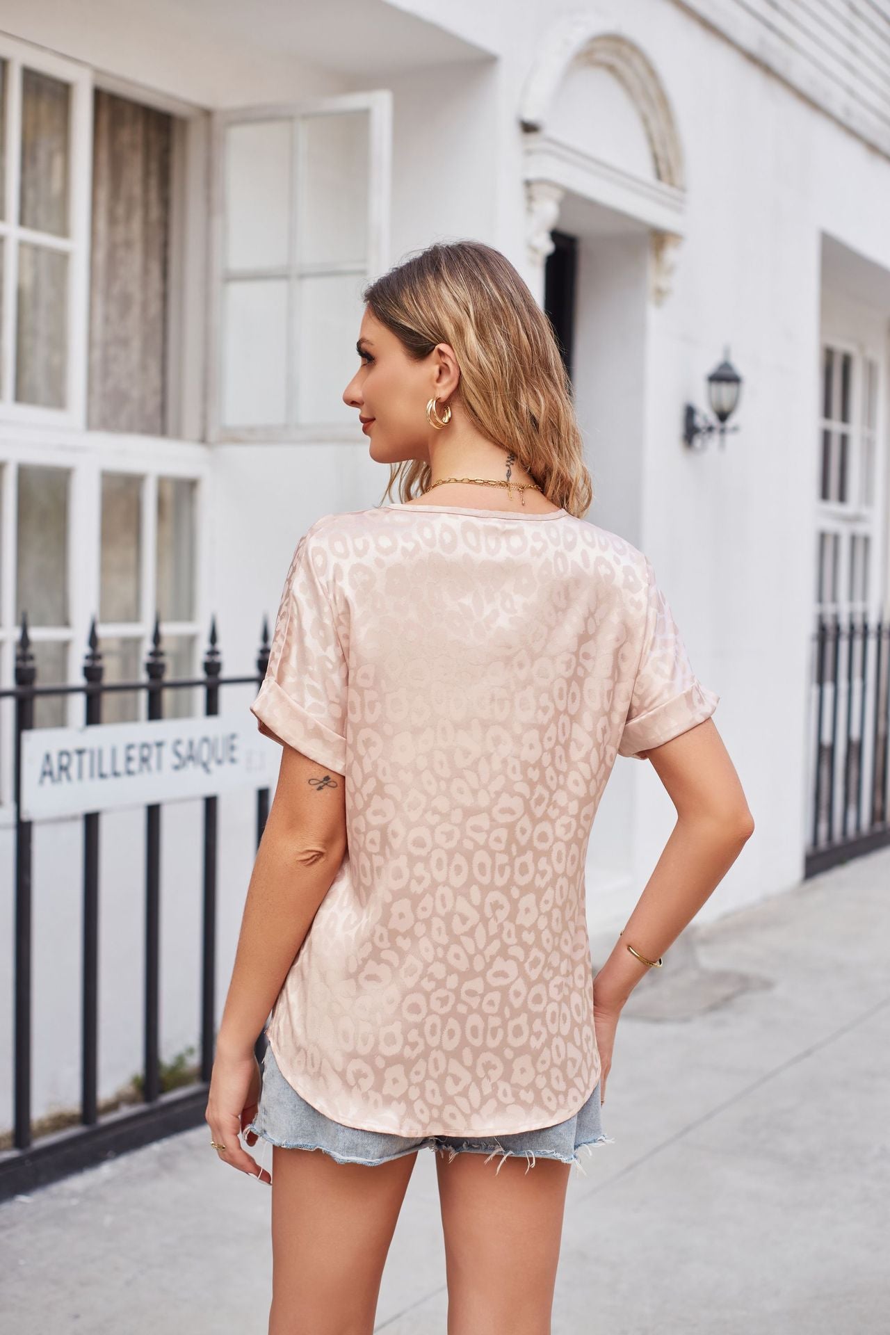 Leopard Print Curved Hem Satin Top Coco’s Tee Boutique