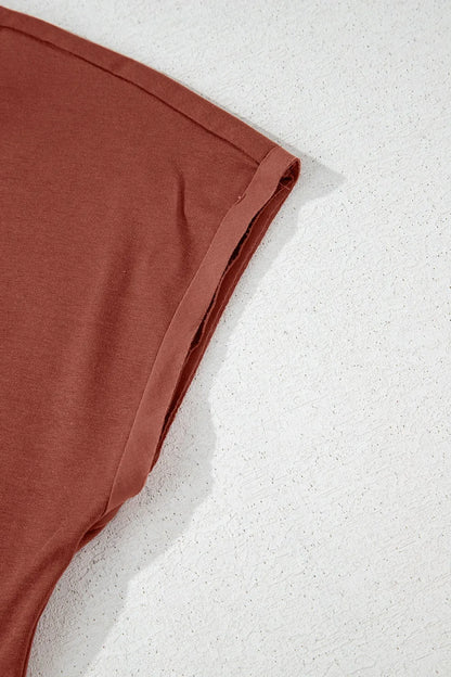 Short Sleeve U Neck Buttons Splicing Ruffle Blouse