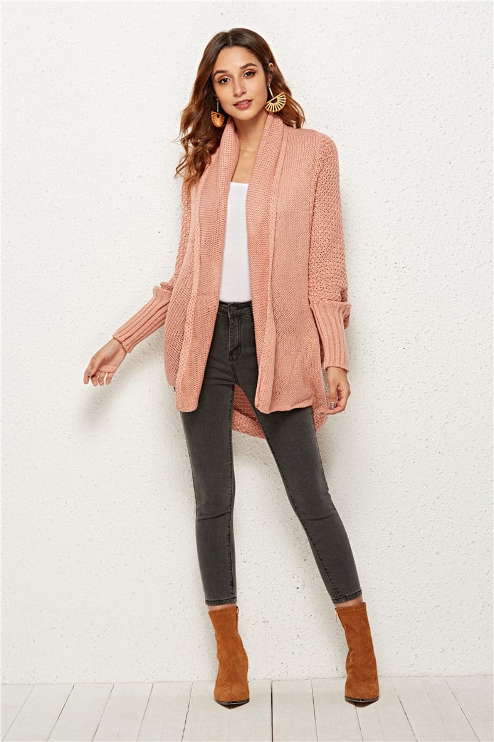 Open Front Batwing Sleeve Cardigan.