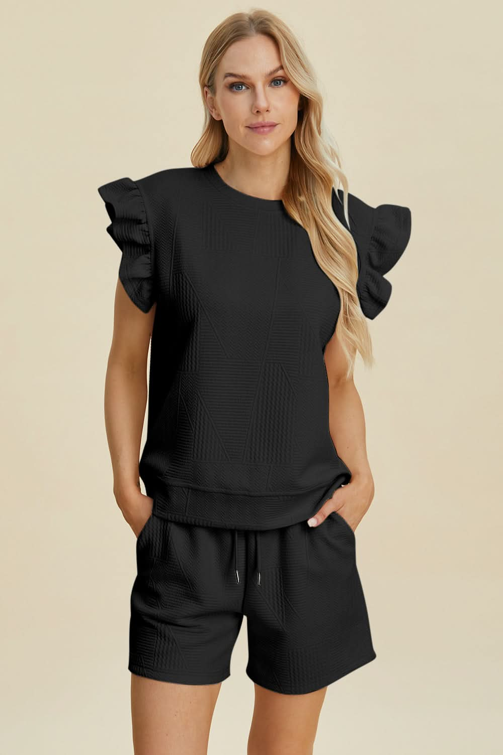 Double Take ruffle sleeve set