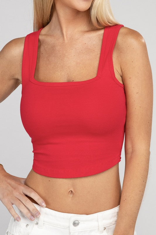 Cotton Square Neck Cropped Cami Top Coco’s Tee Boutique
