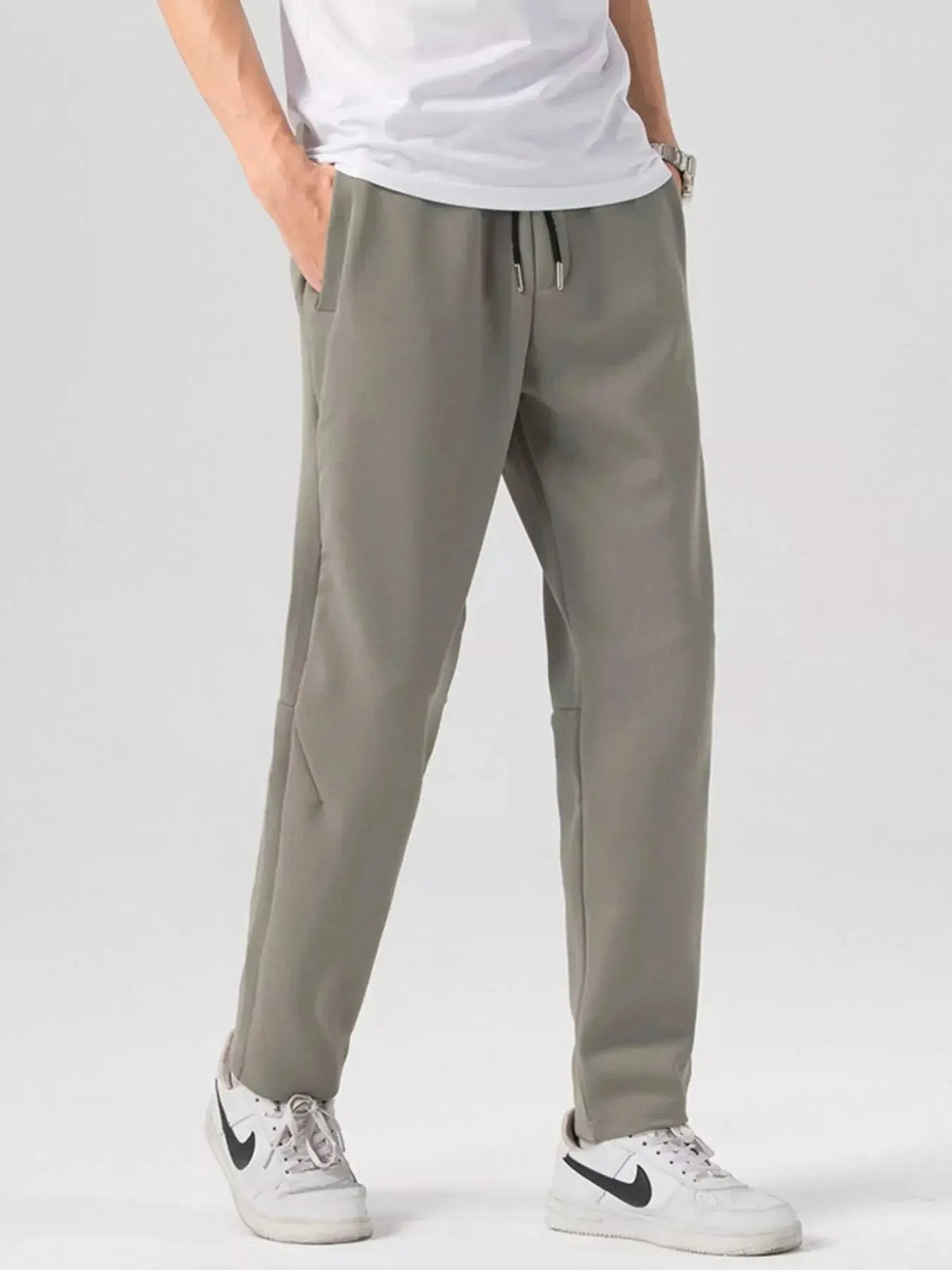 Men's Plus Size Casual Drawstring Straight-Leg Pants Simply Love