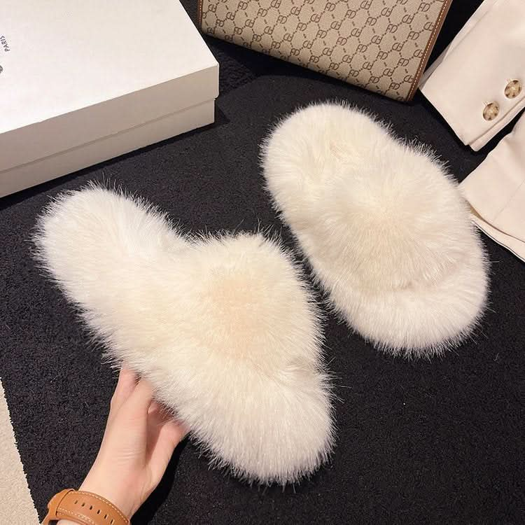 Fuzzy open toe platform slippers