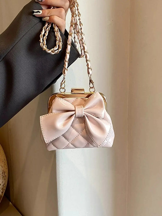 Bow Decor Quilted Crossbody Bag Simply Love