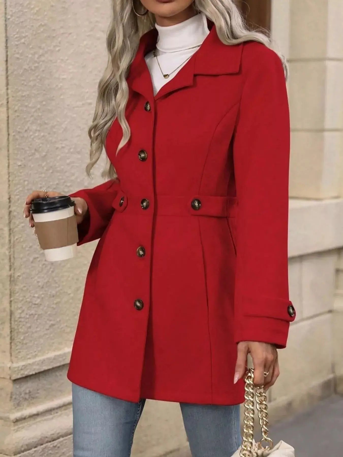 Button Up Long Sleeve Coat Simply Love
