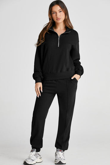 Half Zip Long Sleeve Top and Joggers Active Set.