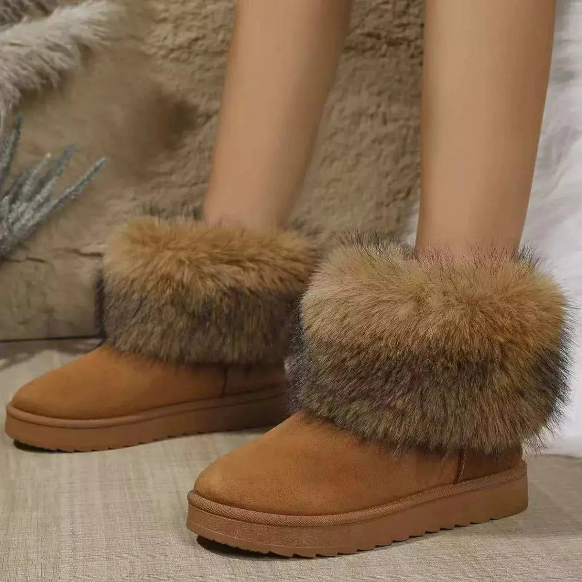 Fuzzy Trim Ankle Boots Simply Love