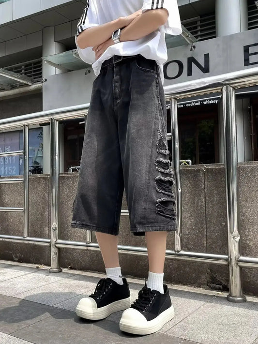 Men's Full Size Wide Leg Denim Shorts Plus Size Simply Love