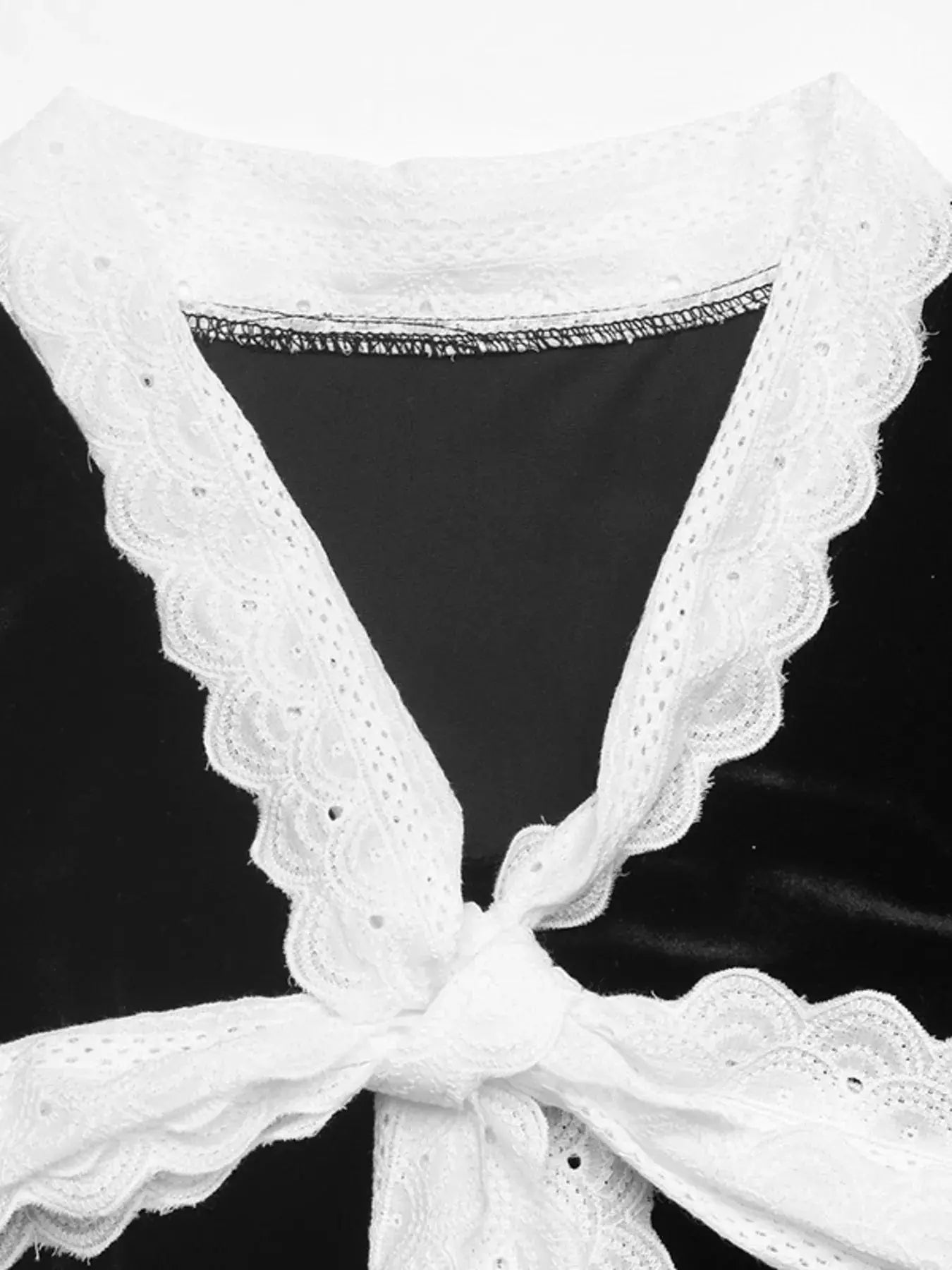 Lace Bow Tie Velvet Blouse Simply Love