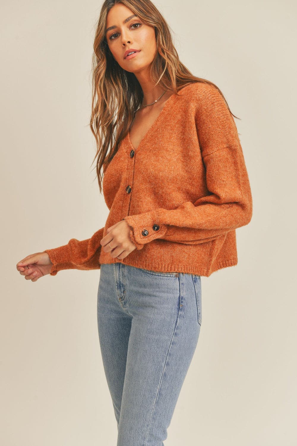 Cozy button-up long sleeve cardigan for effortless style