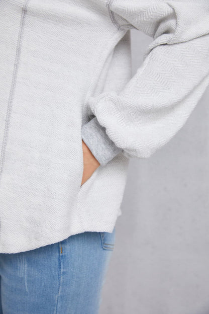 Half Button Dropped Shoulder Sweatshirt.