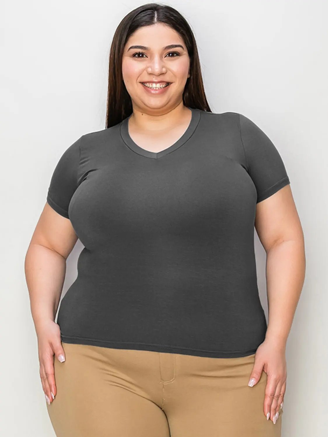 Basic Bae Full Size V-Neck High-Low T-Shirt - Love Salve