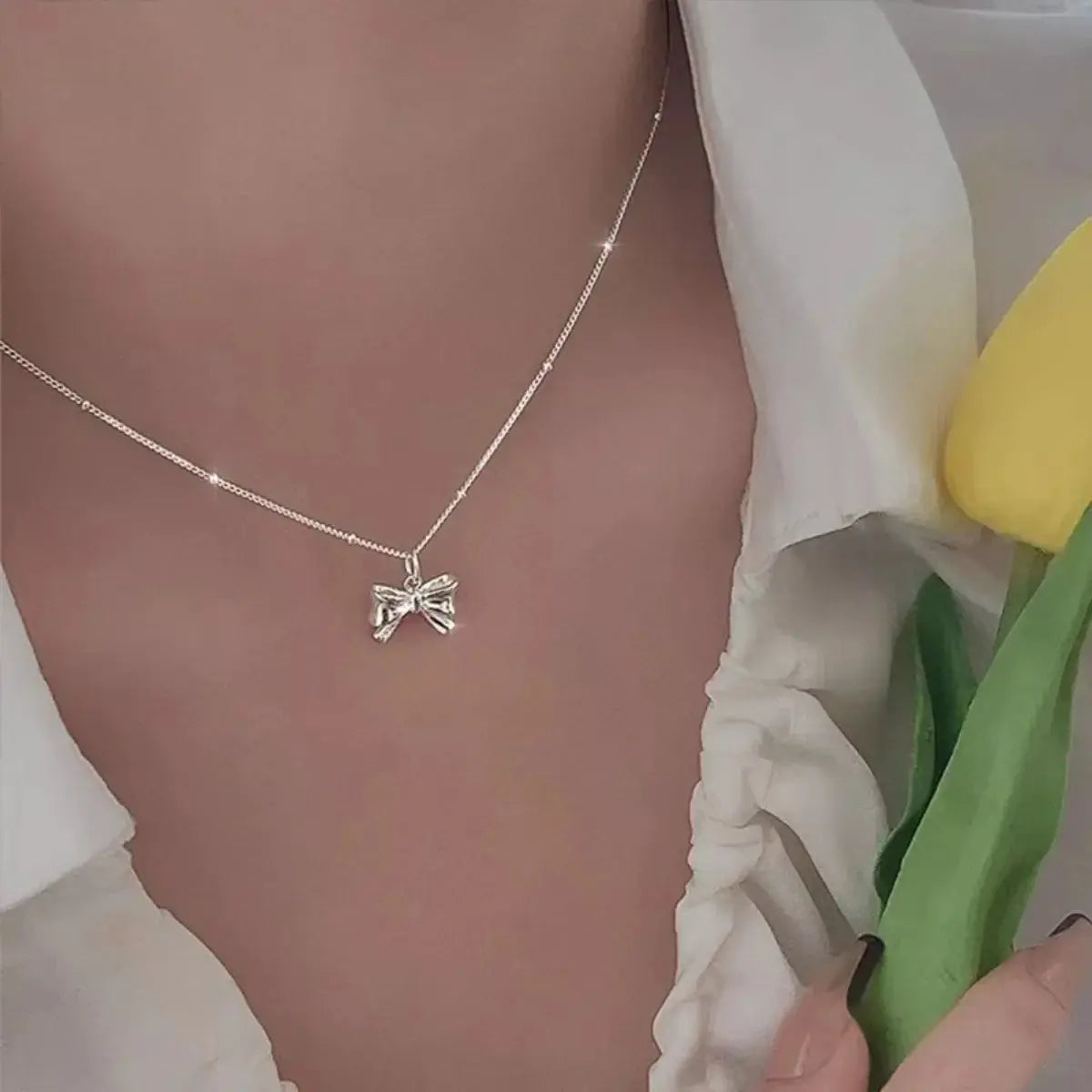 925 Sterling Silver Bow Necklace Simply Love