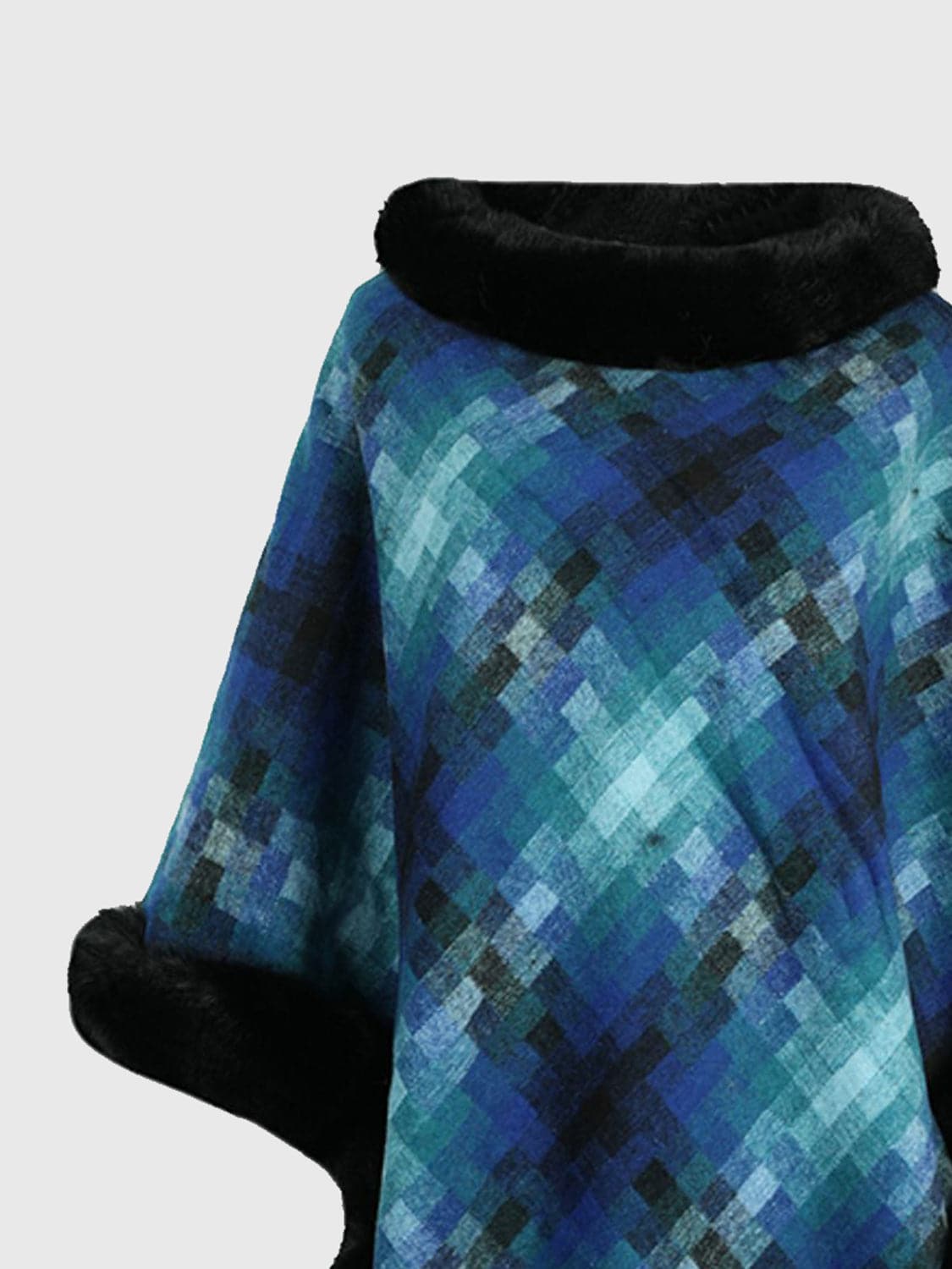 Faux Fur Trim Poncho.