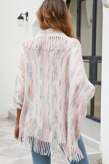 Fringe Detail Printed Poncho.