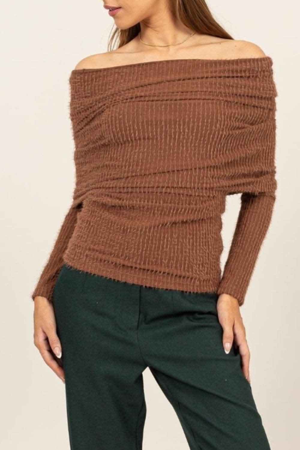 Hyfve fuzzy off-shoulder top - Love Salve 