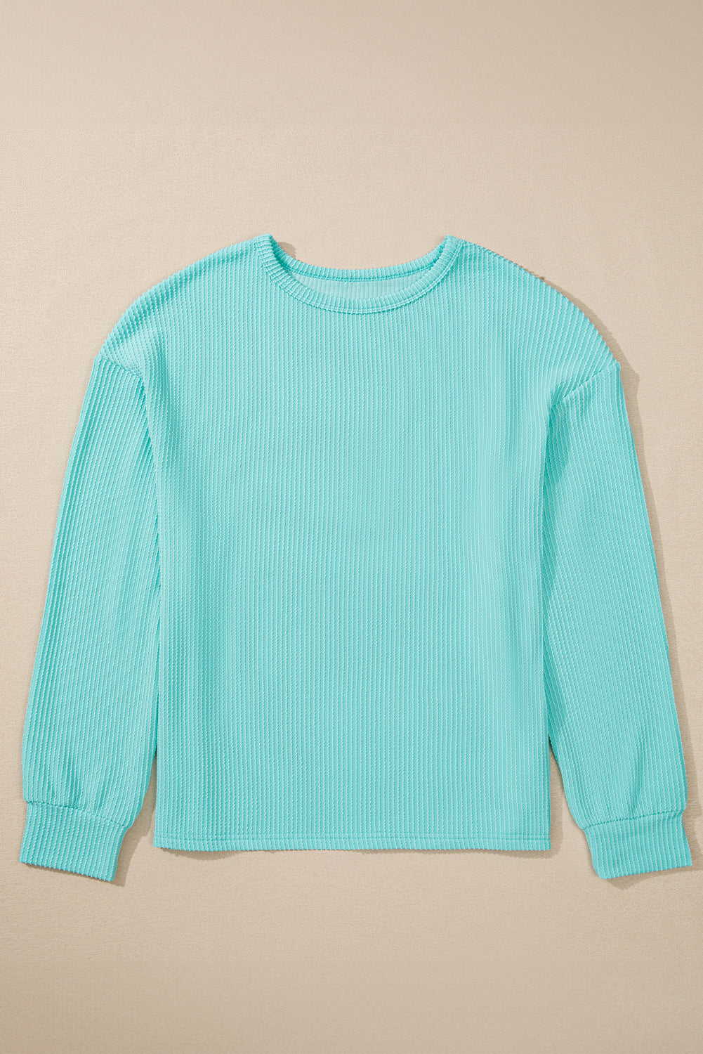 Aruba blue cozy corded knit top with round neck design