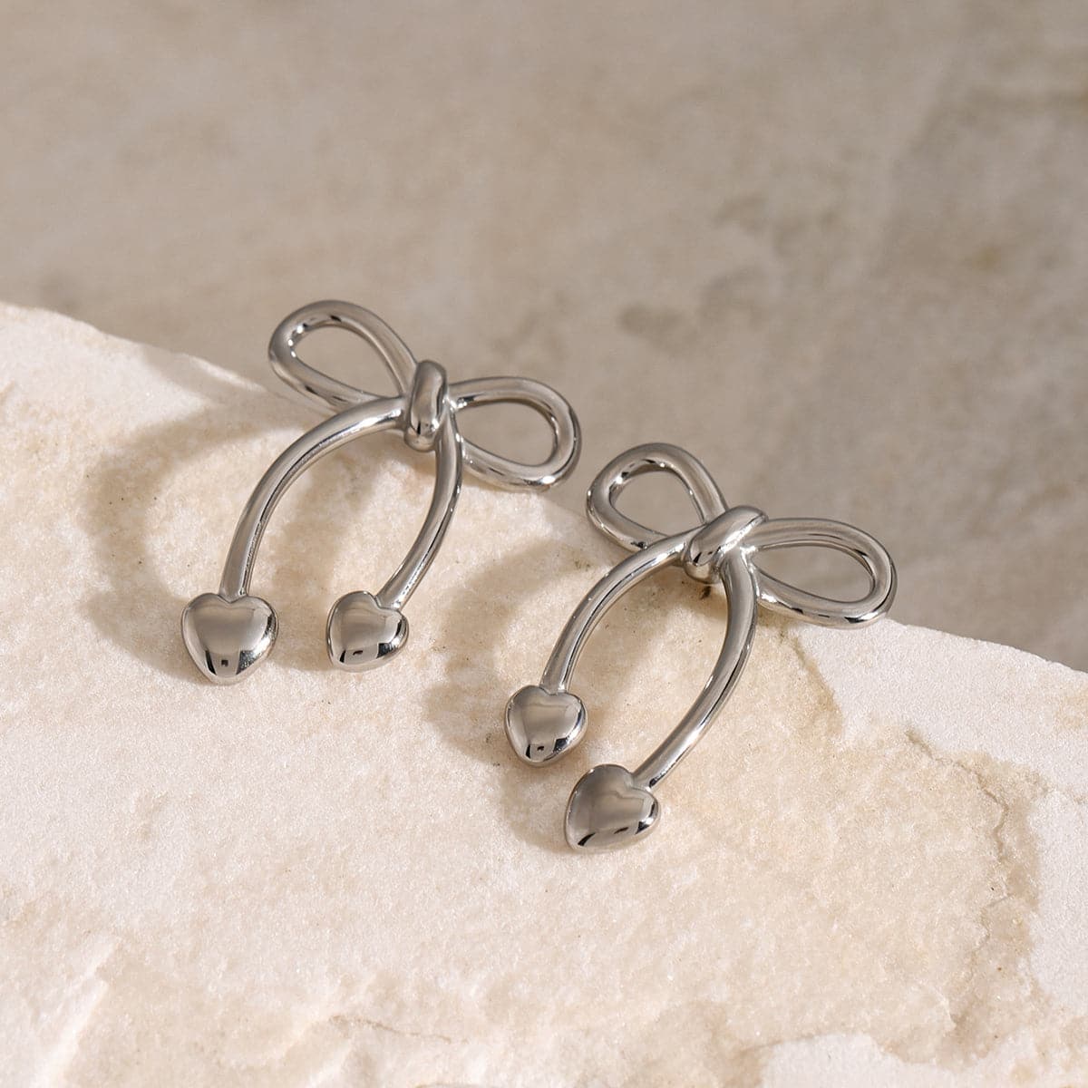 Stainless Steel Bow Earrings.